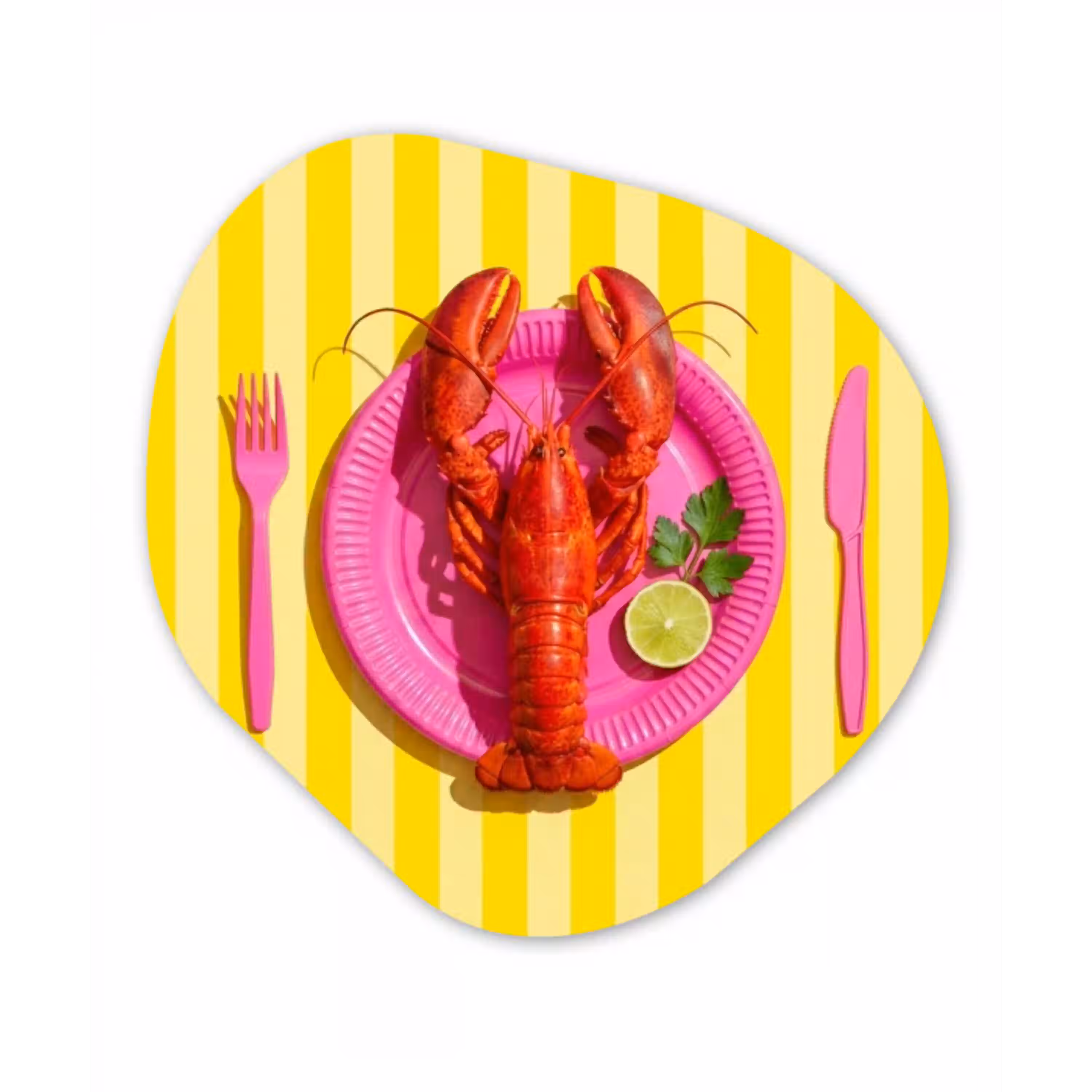Eten - Roze - Geel - Modern - Culinaire Wandcirkel Organisch Forex 3mm klein -3d