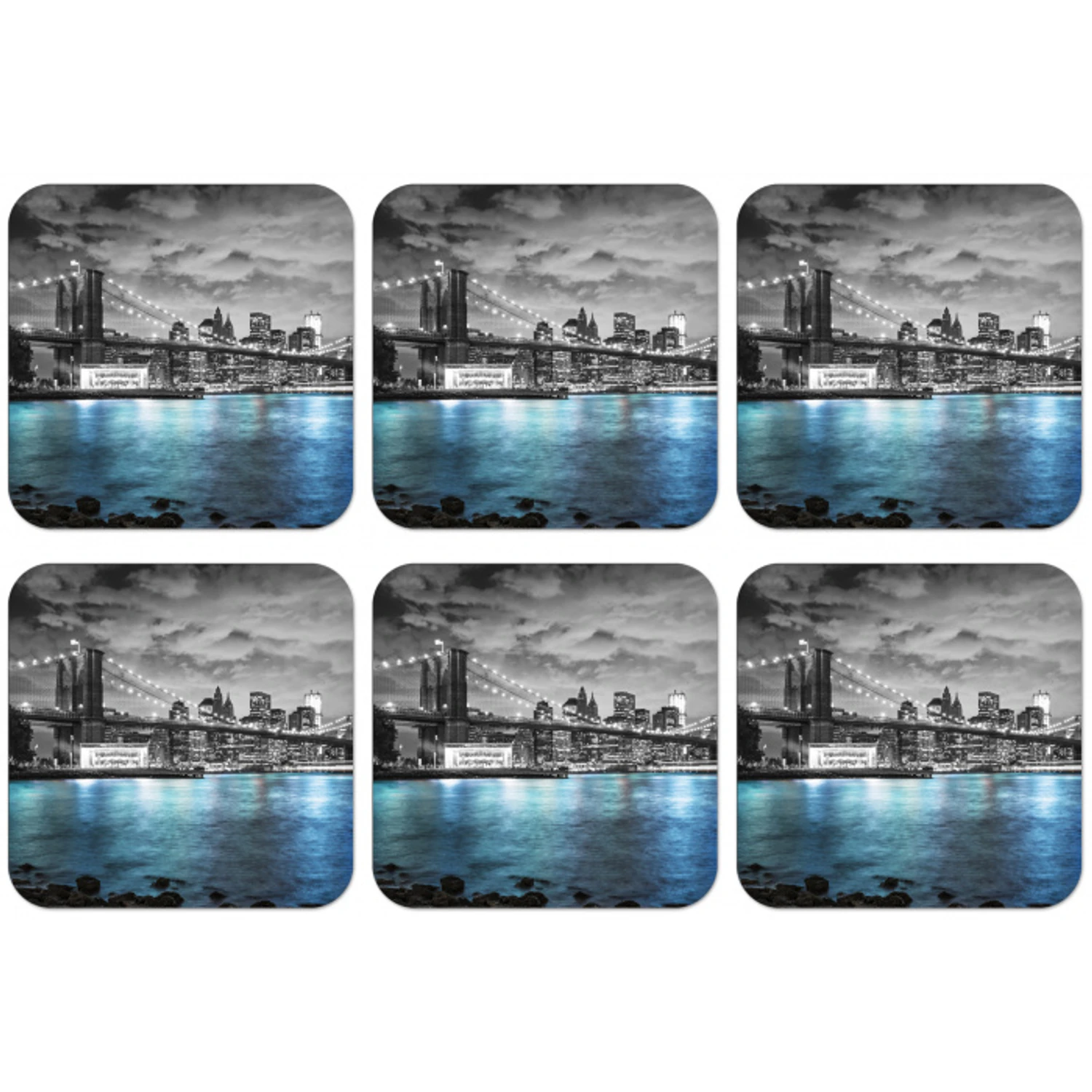 New York - Skyline - Stad - Blauw onderzetter kurk middel -zkaufland3dotto