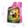 Vuurvoetbal in doelnet vastgelegd Kinderrugzak - Roze middel -productfoto_formaten