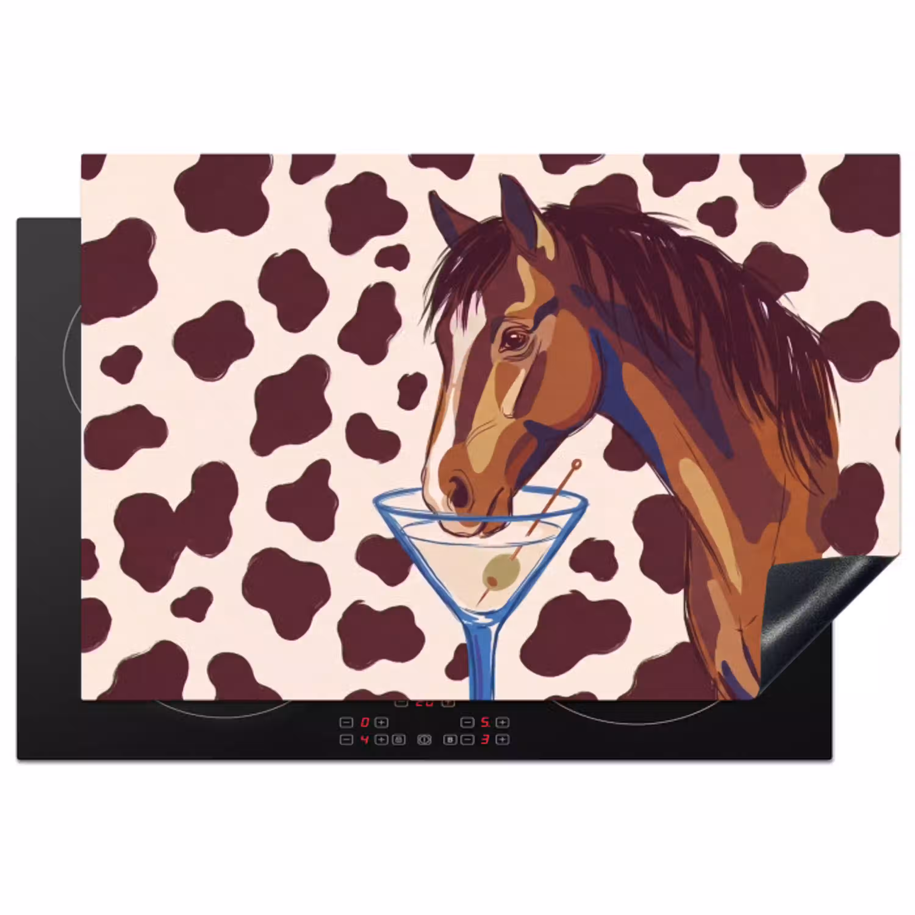 Paard - Martini - Dieren - Abstract - Bruin Inductie beschermer vinyl 3mm klein -3d