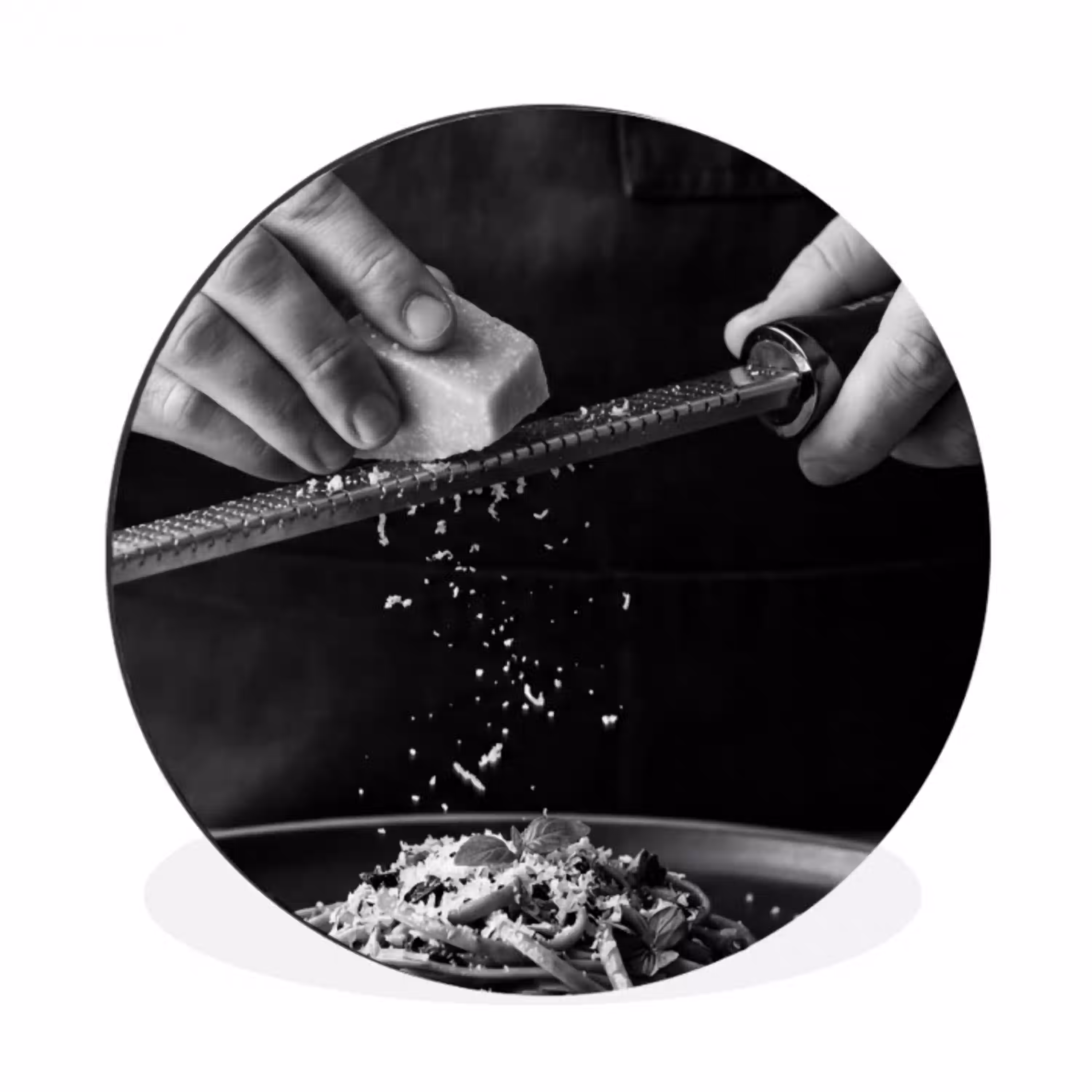 Kaas - Pasta - Rasp Wandcirkel aluminium klein -3d