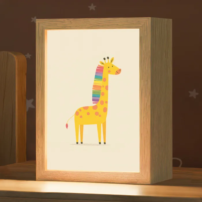 Giraffe - Regenboogmanen - Beige Light Box met kabel klein -zzz_3d_website