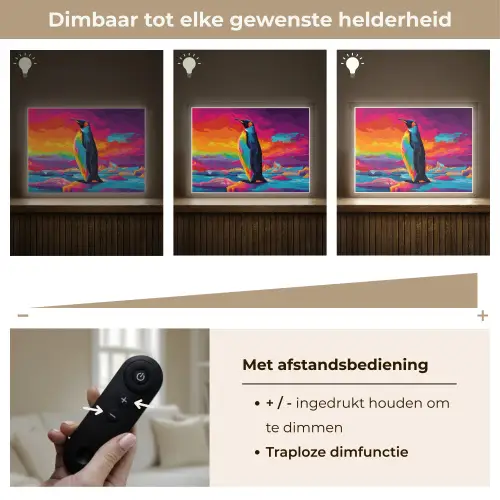 Ijsschots - Pinguïn - Abstract - Lucht Light Box met batterij (Wandlamp) middel -USP_dimbaarNL