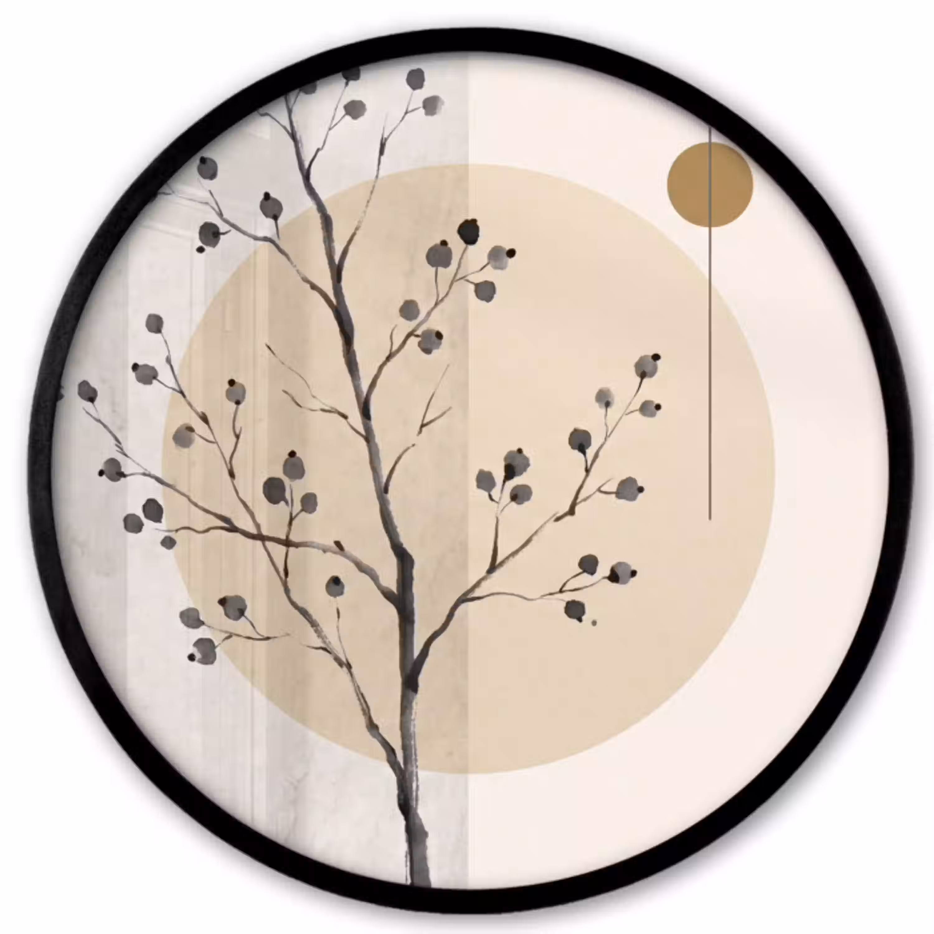 Plant - Abstract - Beige Fotolijst rond zonder passe partout klein -3d