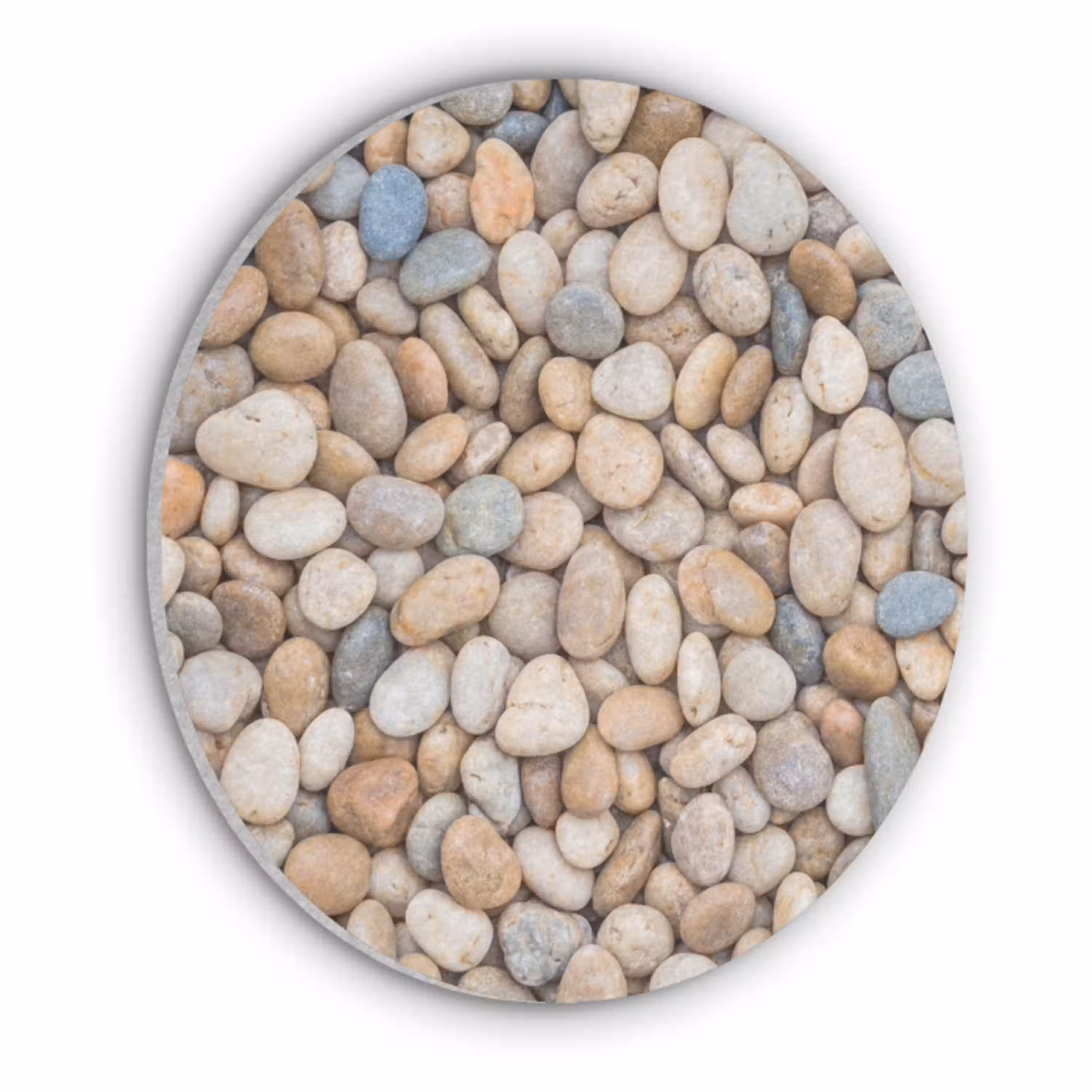 Kiezelstenen - Natuur - Textuur - Beige - Grijs Akoestische PET Vilt - Rond klein -3d