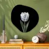 Tulp - Patroon - Blauw Wandcirkel Organisch Aluminium middel -sfeer2