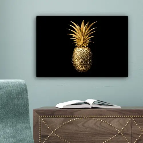 Ananas - Zwart - Goud - Luxe canvas 2cm klein -sfeer4