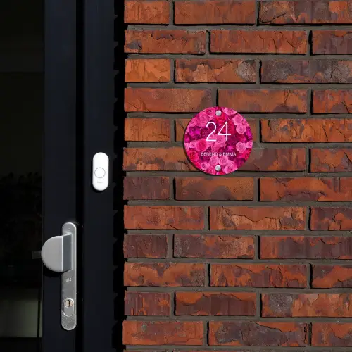 Roze rozen - Klassiek Naambord Rond klein -sfeer1-rond-XS