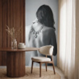 Vrouw - Ketting - Fashion - Zwart - Wit Behang Vlies klein -sfeer1