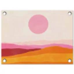 Heuvels - Oranje - Zon - Abstract tuinposter los doek klein -3d