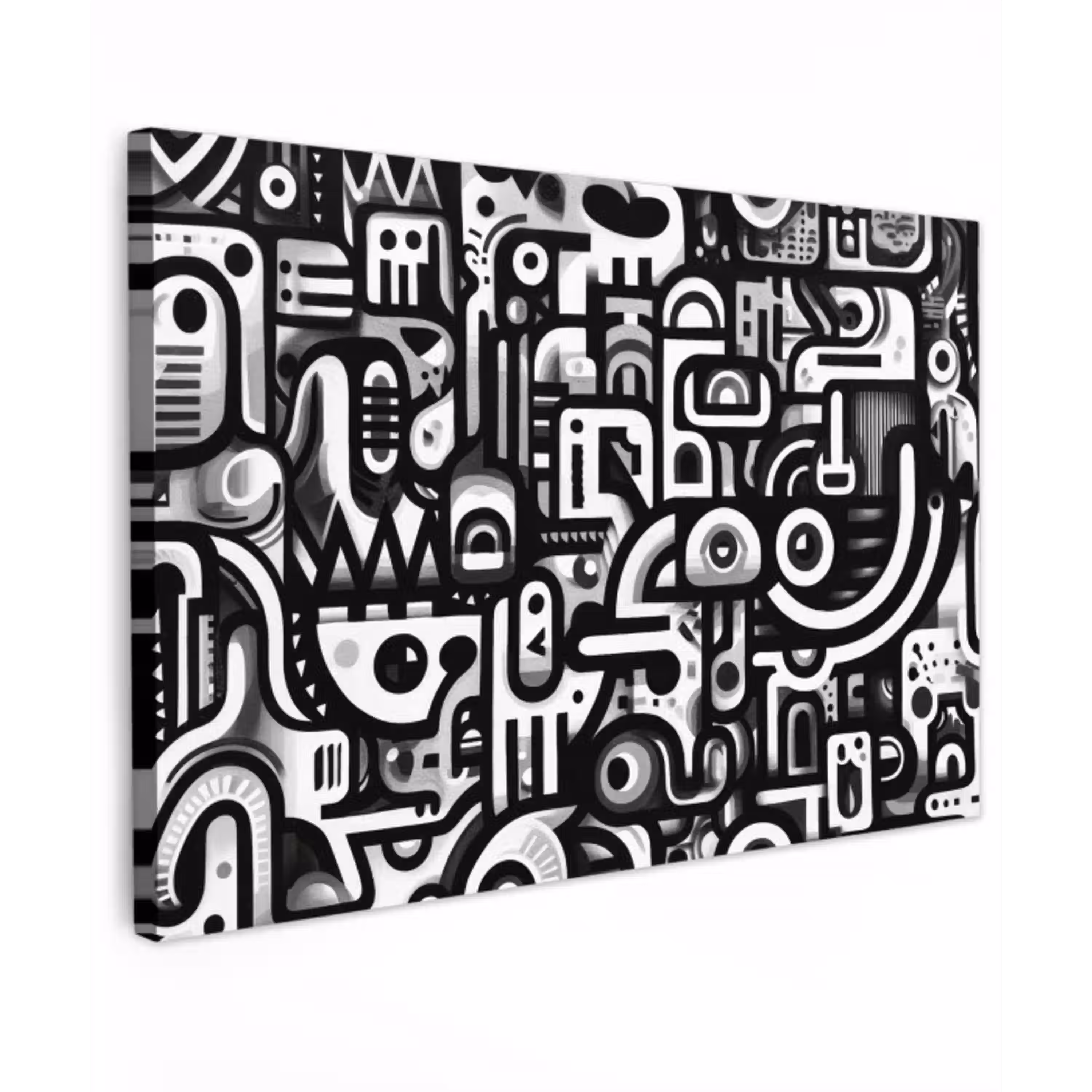 Symbolen - Abstract - Grafisch - Zwart canvas 2cm klein -z3d