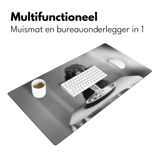 Poedel - Hond - Zwart - Wit - Schattig - Pasta Muismat XXL klein -sfeer4