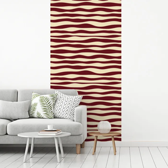 Golven - Rood - Patroon - Crème fotobehang vinyl groot 64 -woonkamer