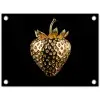 Aardbei - Goud - Zwart - Chrome tuinposter los doek klein -3d