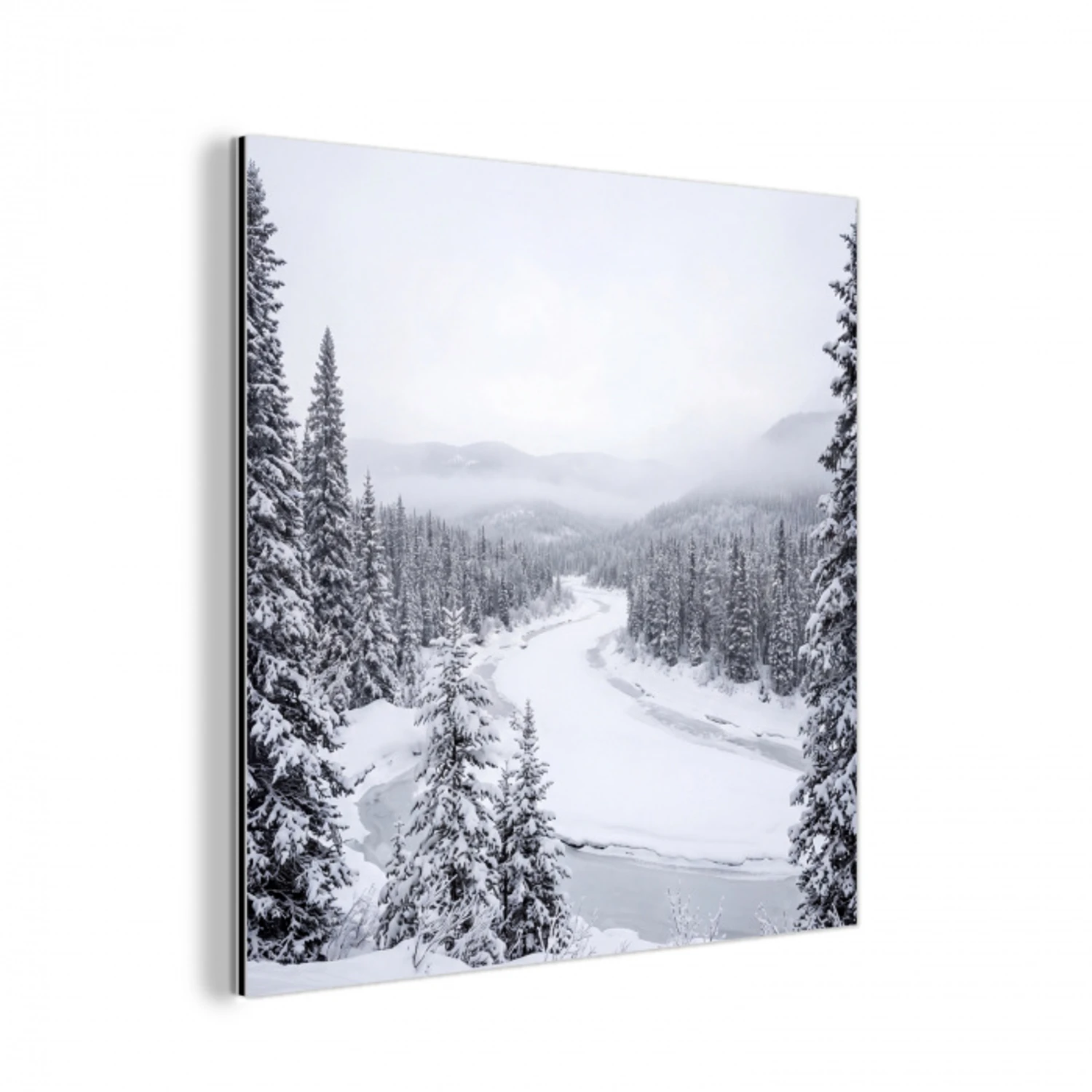 Rivier - Bevroren - Landschap - Winter aluminium wit klein -3d