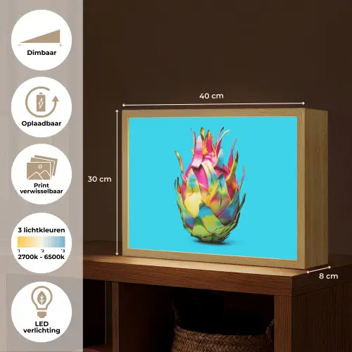 Drakenfruit - Blauw - Levendig Light Box met batterij (Wandlamp) middel -USP_websiteoverzichtNL