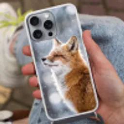 Vos - Sneeuwval - Portret - Winter - Sfeervol Hoesje iPhone 16 Pro Max met koord klein -sfeer3