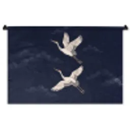 Kraanvogels - Nachthemel - Blauw Wandkleed katoen middel -zz3d