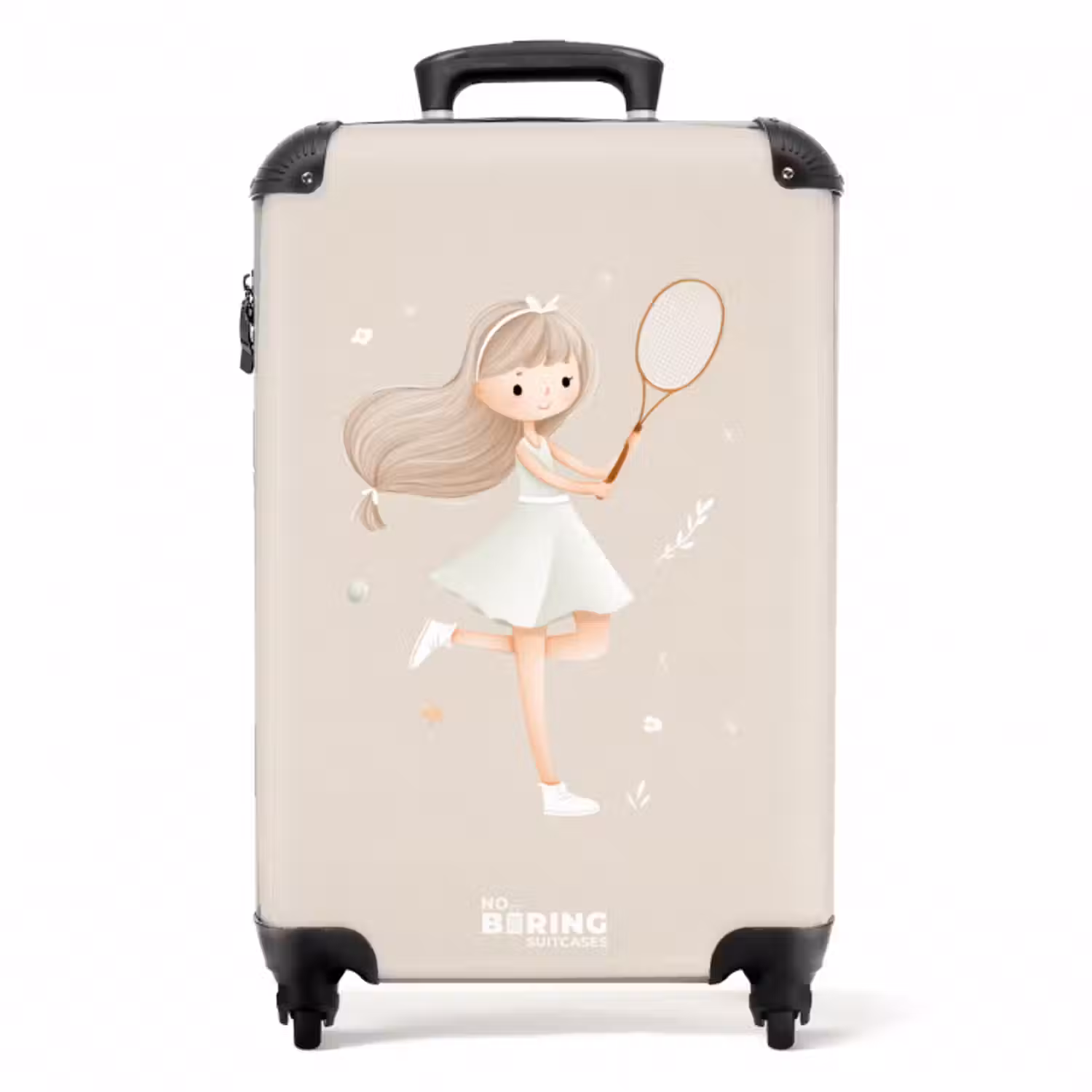 Koffer - Meisje speelt tennis in beige kleuren