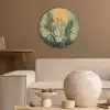 Bloemen - Bladeren - Zon - Groen Akoestische PET Vilt - Rond klein -sfeer1