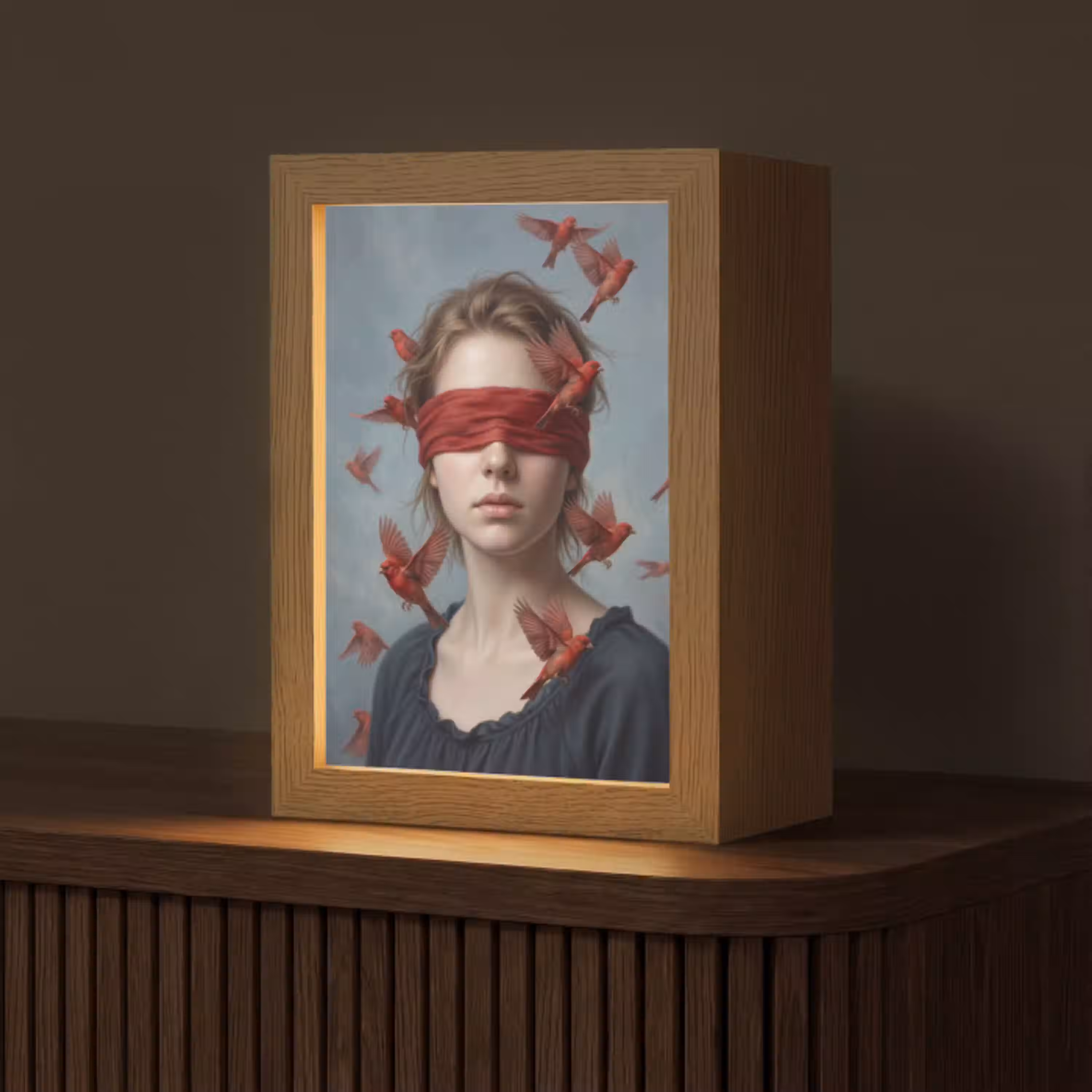 Portret - Krachtig - Rood Light Box met kabel (Tafellamp) klein -z3d_website