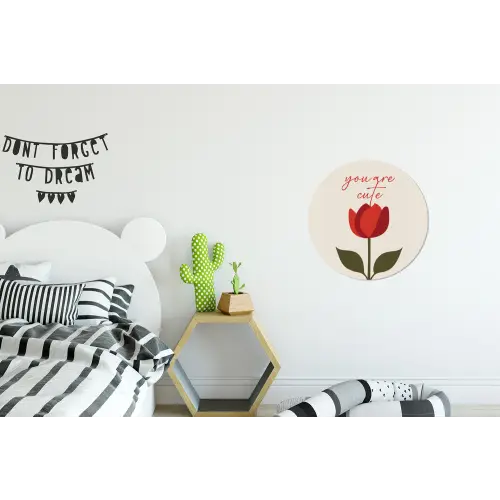 Roos - Rood - Bloem - Valentijn Wandcirkel aluminium klein -kinderkamer