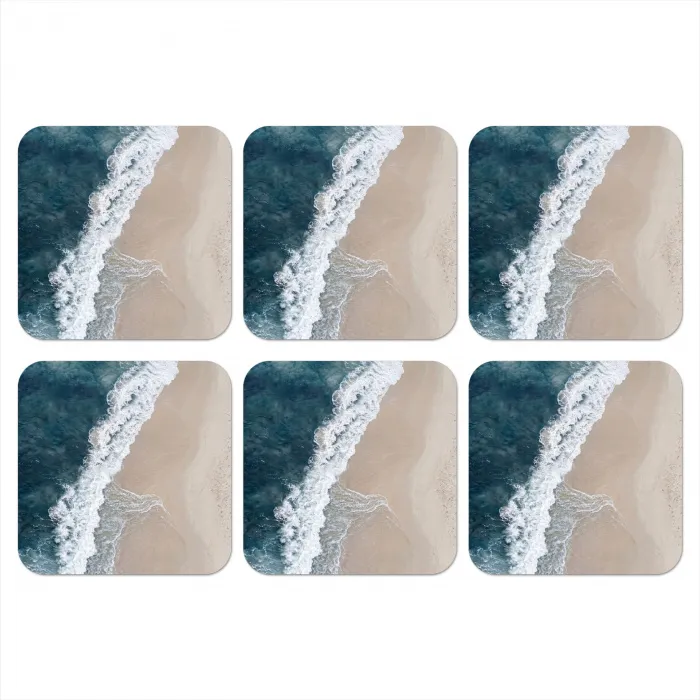 Strand - Zee - Golven onderzetter kurk middel -3d