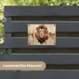 Leeuwenkop - Lijnen - Crème tuinposter los doek klein -sfeer3