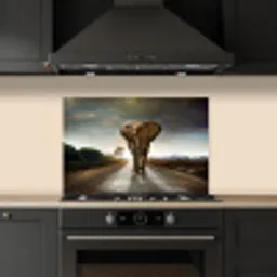 Olifant - Weg - Dieren - Zonsondergang - Landschap keuken achterwand spatscherm klein -sfeer1