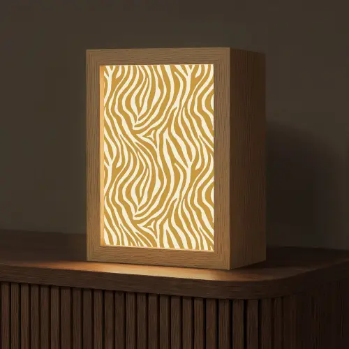 Zebra - Klassiek - Oker - Geel Light Box met kabel (Tafellamp) klein 925 -z3d_website