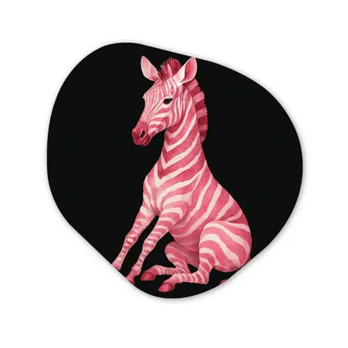 Zebra - Roze - Gestreept Wandcirkel Organisch Aluminium middel -3d