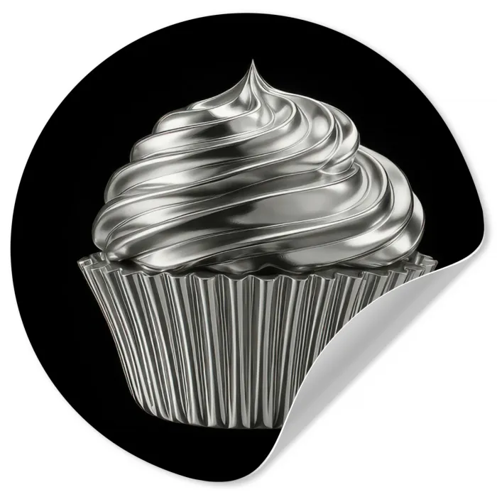 Cupcake - Luxueus - Zilver Wandcirkel behangsticker klein -3d