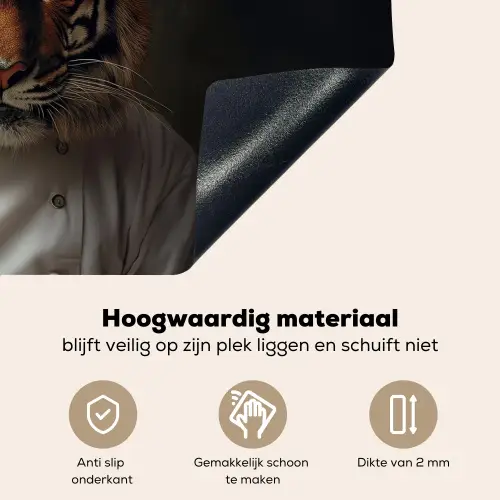 Tijger - Kokskleding - Bruin Inductie beschemer met haakjes klein -ky-onderkant-nl