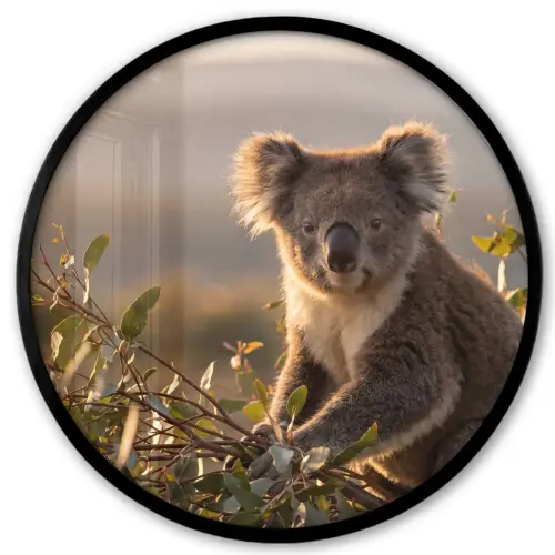Koala - Bladeren - Ochtendlicht Fotolijst rond zonder passe partout klein -3d
