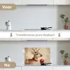 Kerst - Hert - Gewei - Kerstbal - Rendier keuken achterwand spatscherm klein -voor_na_NL
