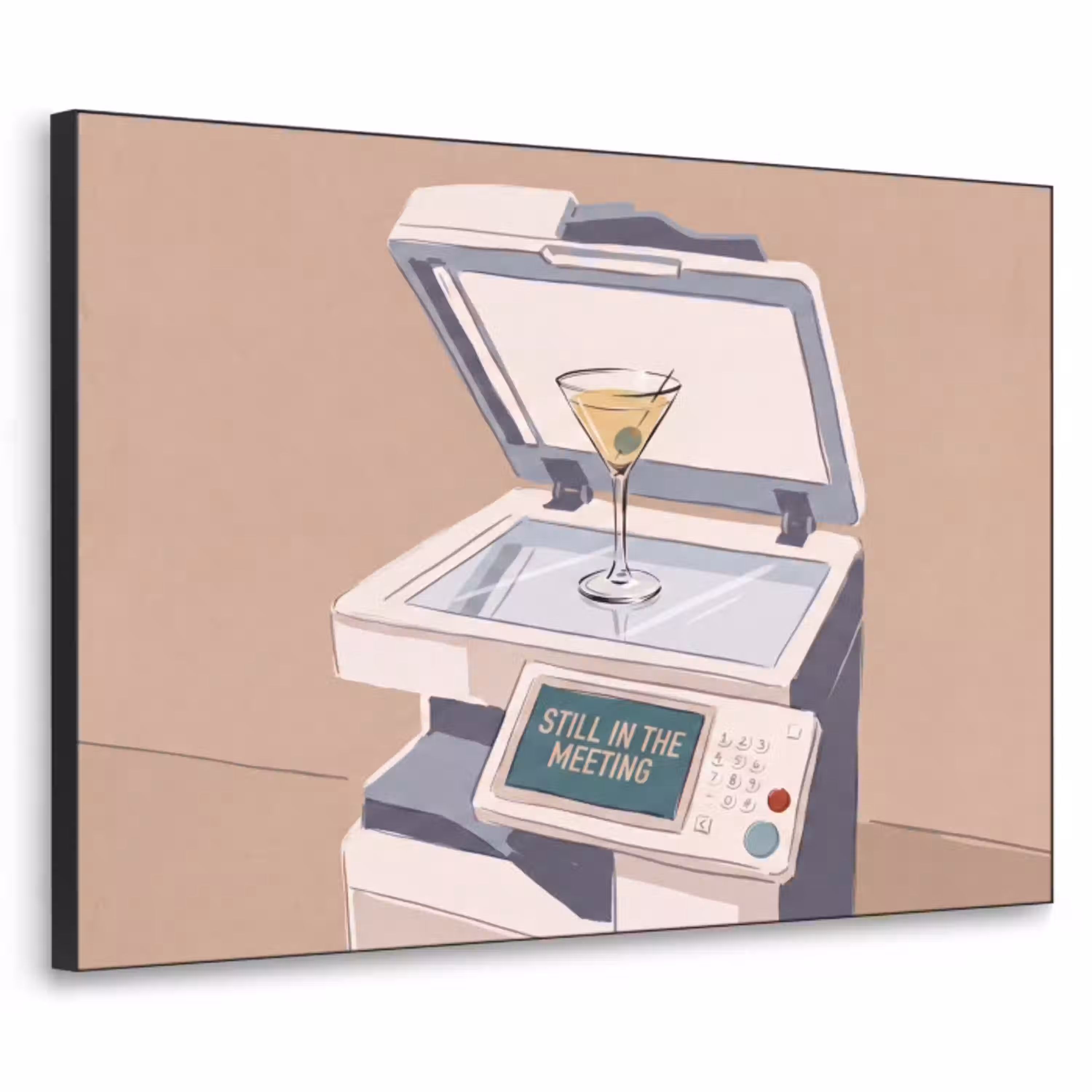 Kantoor - Drank - Humor - Illustratie Textielframe zwart klein -3d