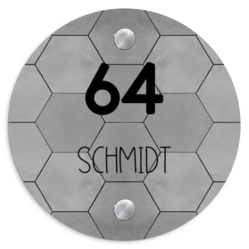 Grijze tegels - Modern Naambord Rond klein -3d