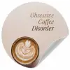 Koffie - Obessive Coffee Disorder - Beige Wandcirkel behangsticker klein -3d