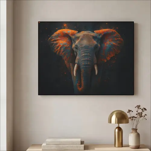 Olifant - Oranje - Oren Textielframe - compleet frame klein -sfeer2