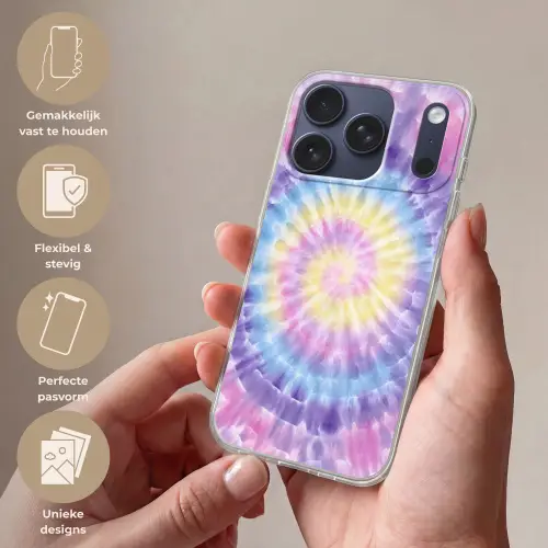 Spiraal - Tie dye - Pasteltinten Telefoonhoesje iPhone 17 Pro klein -sfeer3_NL