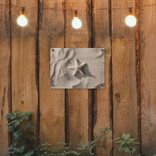 Strand - Zeester - Zand - Beige tuinposter los doek klein -sfeer1