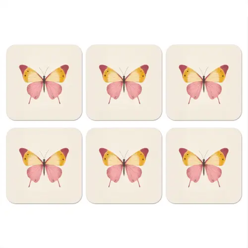 Vlinder - Illustratie - Roze onderzetter kurk middel -3d