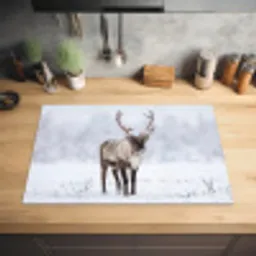 Rendier - Gewei - Toendra - Sneeuw - Wild Inductie beschermer vinyl 3mm klein -sfeer5