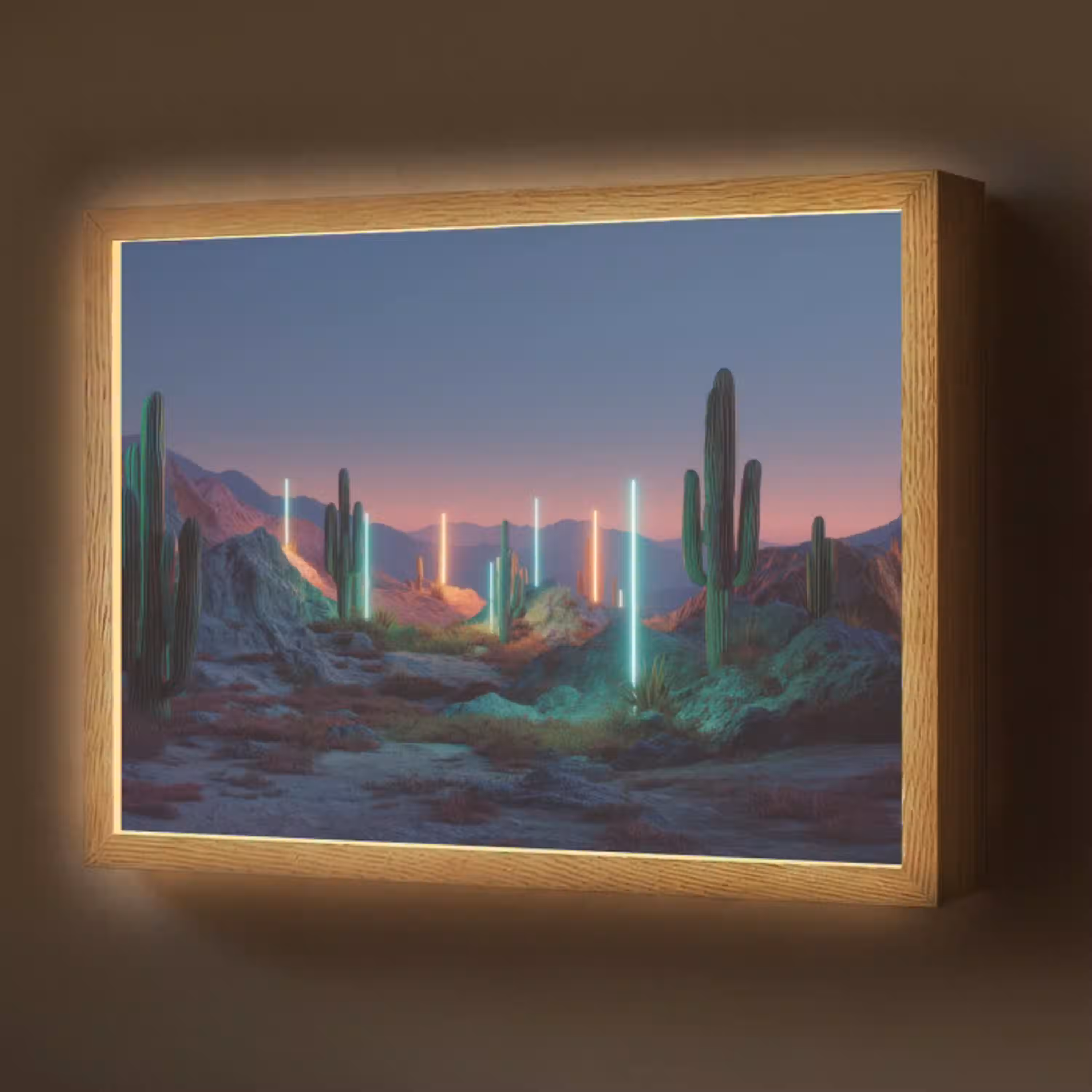 Cactus - Lichtzuilen - Zonsondergang Light Box met batterij (Wandlamp) middel -z3d_website