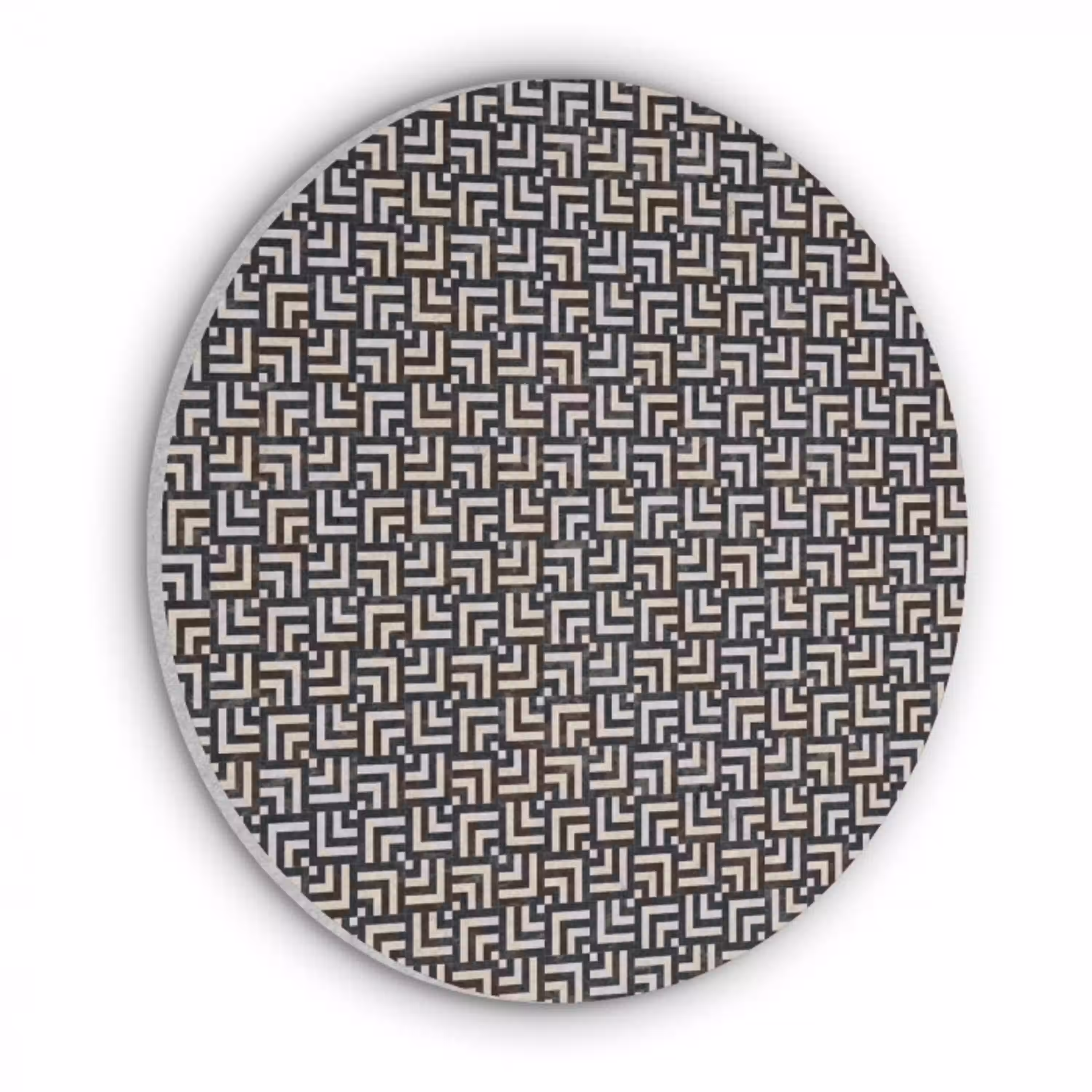 Patroon - Marmer - Zwart Akoestische PET Vilt - Rond klein 838 -3d