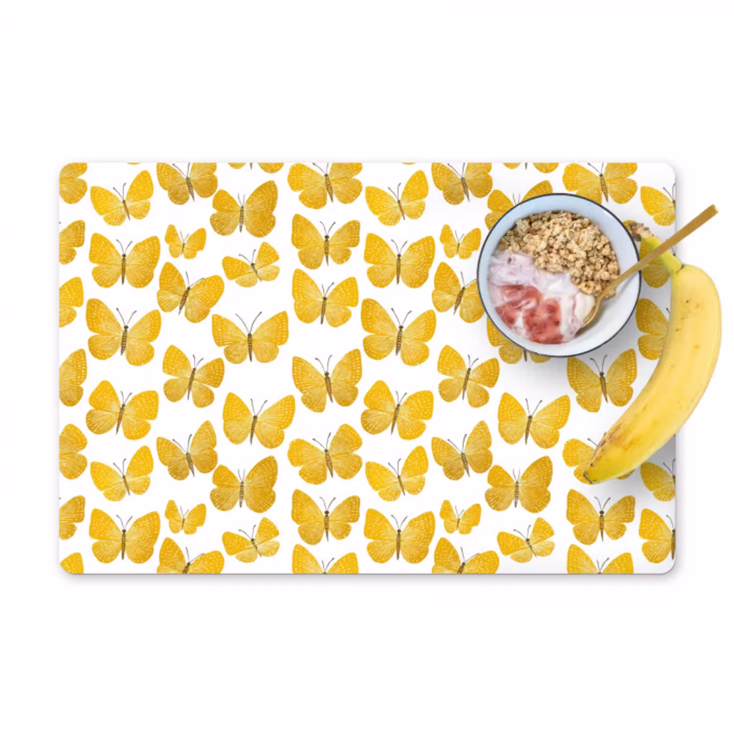 Vlinders - Botanisch - Illustratie - Geel - Wit Placemat vinyl groot 368 -zzzproduct_Kitchenyeah-website