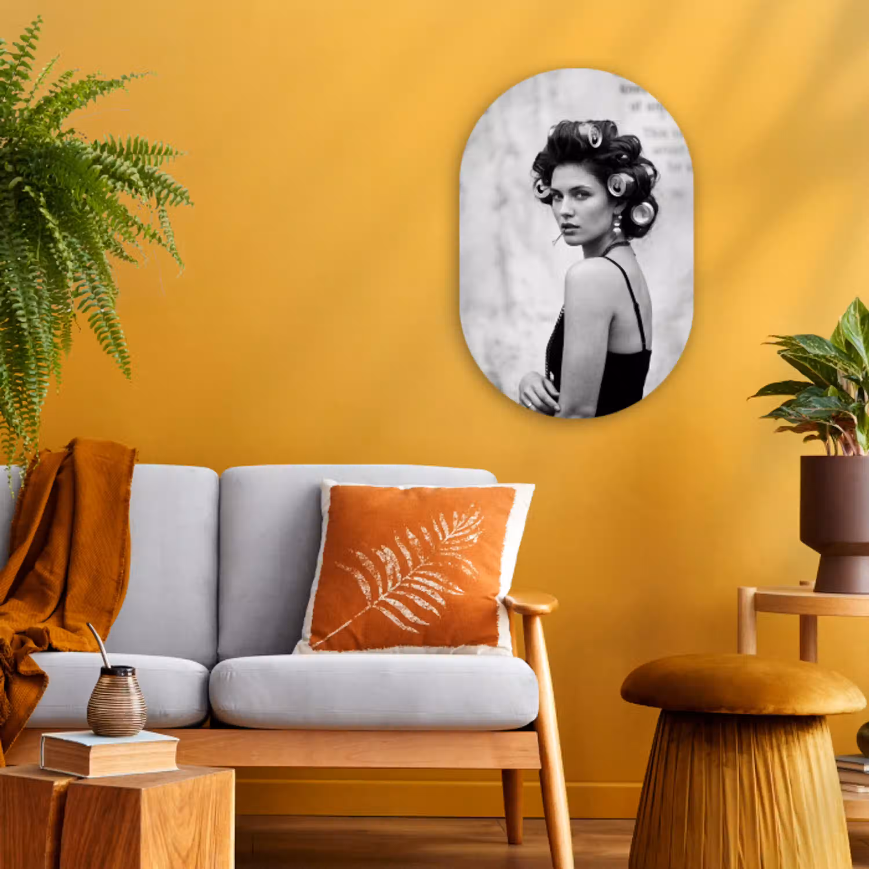 Edgy - Vrouw - Zwart - Wit Wandcirkel Ovaal Forex klein -sfeer4