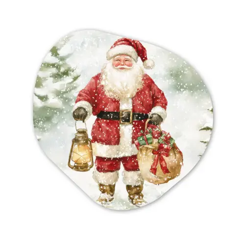 Kerstman- Winter - Sneeuw - Wit - Rood Wandcirkel Organisch Forex 3mm klein -3d