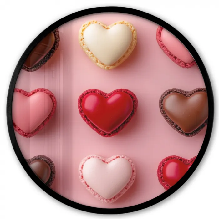 Macarons - Hartjes - Kleurrijk - Roze Fotolijst rond zonder passe partout klein -3d
