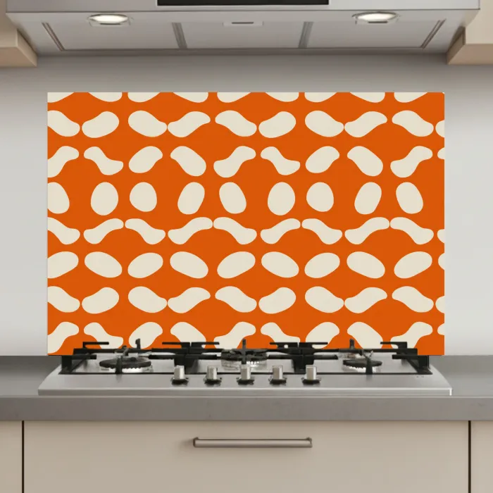 Oranje - Organische vormen - Wit keuken achterwand spatscherm klein 900 -3d_website